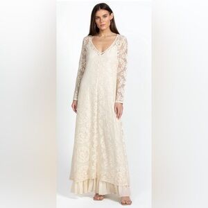 Johnny Was Tayla Maxi Dress Crochet Lace Boho Ecru Medium EUC